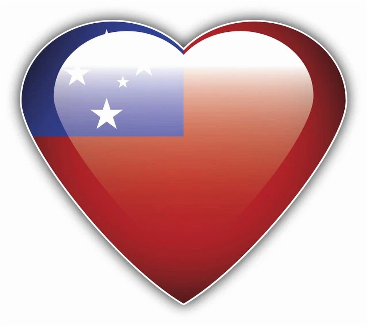 DOPASTICKER Samoa World Flag Heart Sticker Decal Phone Decal Water ...