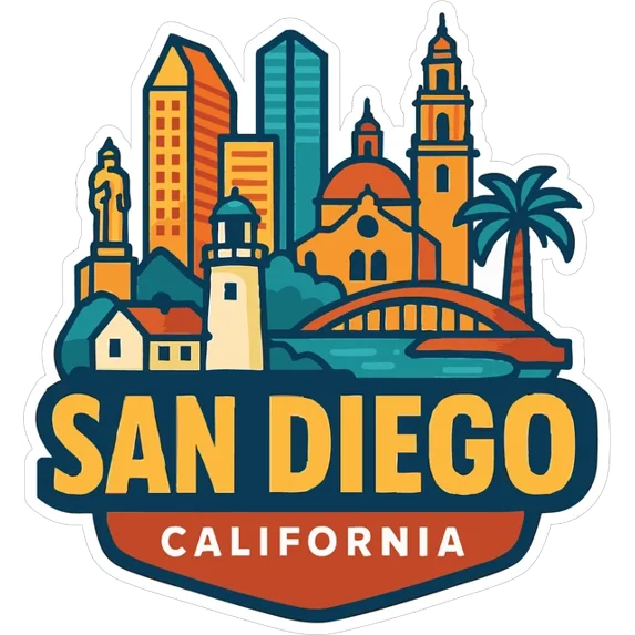 DOPASTICKER San Diego Sticker Decal City Skyline Landmark Design Phone ...