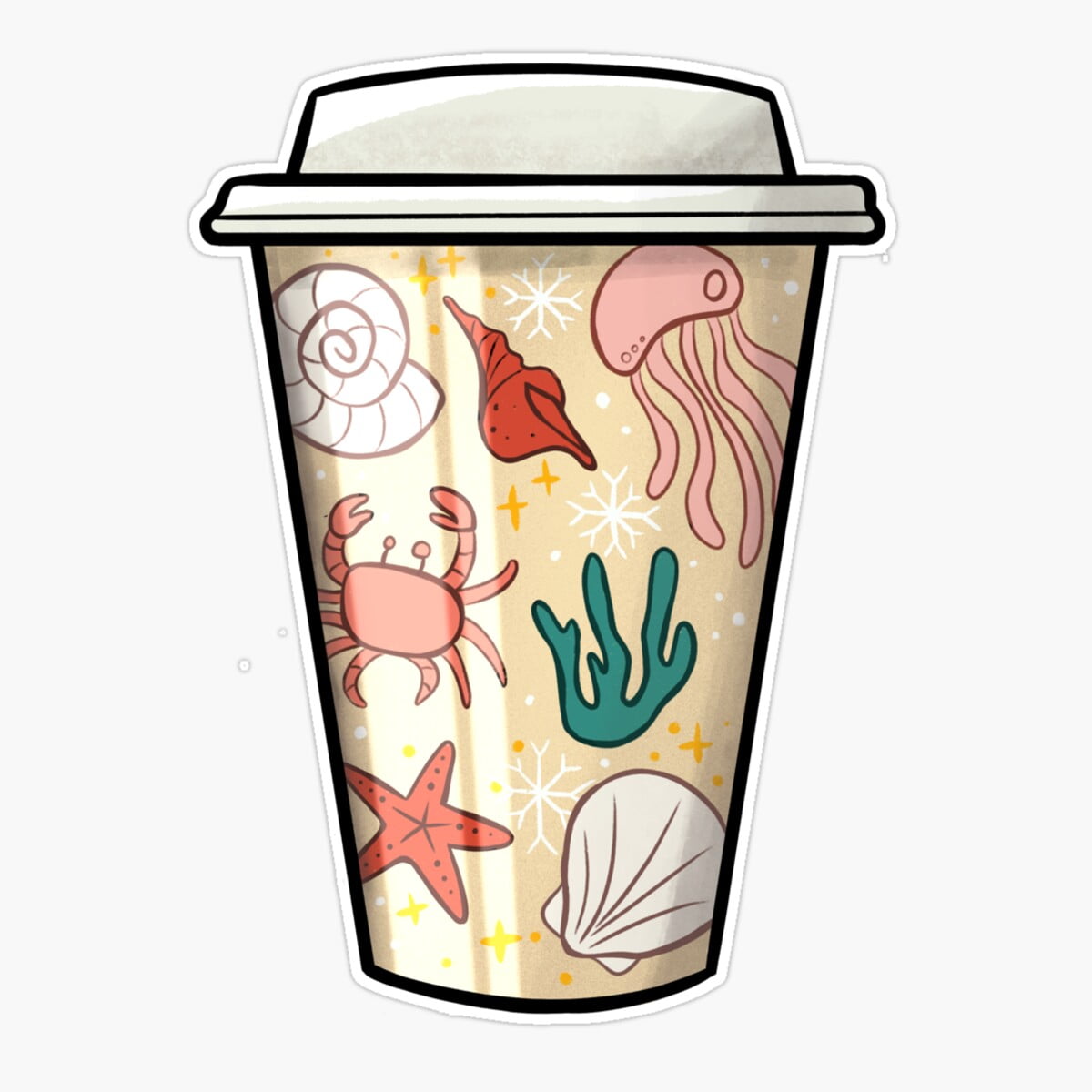DOPASTICKER Seaside, Festive Hot Beverage Sticker, Phone Sticker Car ...