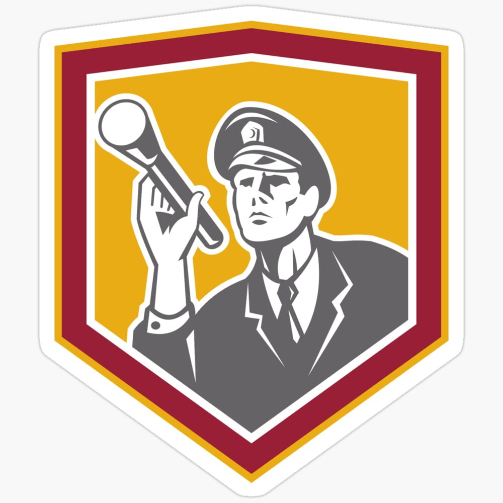 DOPASTICKER Security Guard With Flashlight Shield Retro Sticker Phone ...