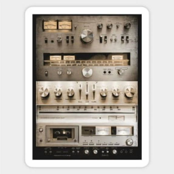 DOPASTICKER Setup Vintage Audio Hifi Sound System Mixed Media Collage ...