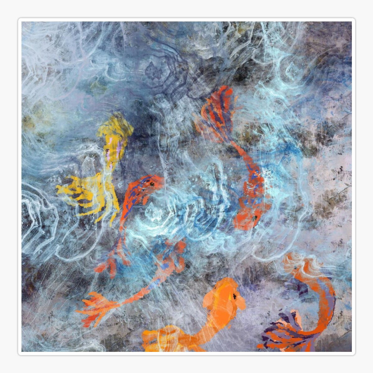 Sticker Abstrack DOPASTICKER Sketch Abstrack Koi Sticker, Phone Sticker Water Bottle ...