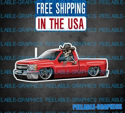 DOPASTICKER Slammed Truck Lowered Red Bagged Low Sticker Fits Chevy ...