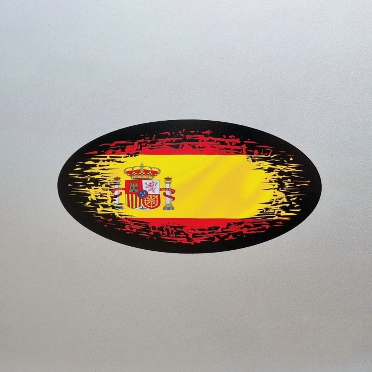 DOPASTICKER Spain Spanish Flag Fade To Black Oval Sticker For Car Van ...