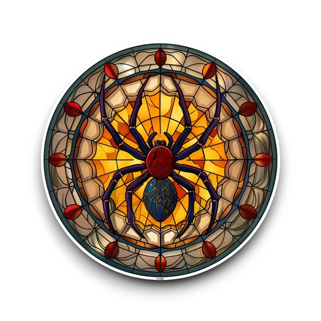 DOPASTICKER Spider Insect Stained Glass Style Window Design Opaque ...