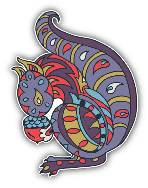 DOPASTICKER Squirrel Animal Doodle Waves Pattern Sticker Decal Phone ...