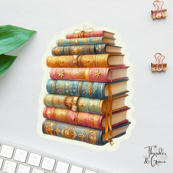 DOPASTICKER Stack Of Books Sticker, Teacher Sticker, Librarian, Book ...