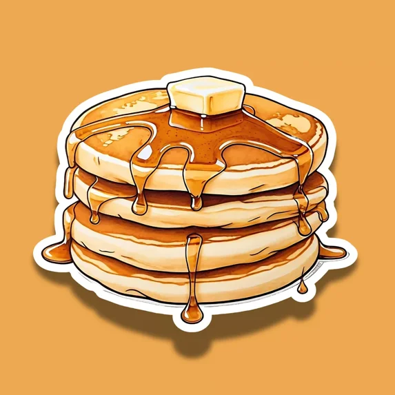 DOPASTICKER Stack Of Pancakes With Butter And Syrup Laminated Sticker ...
