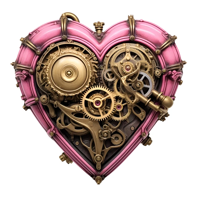 DOPASTICKER Steampunk Heart Valentine Sticker Love Pink Gear Victorian ...