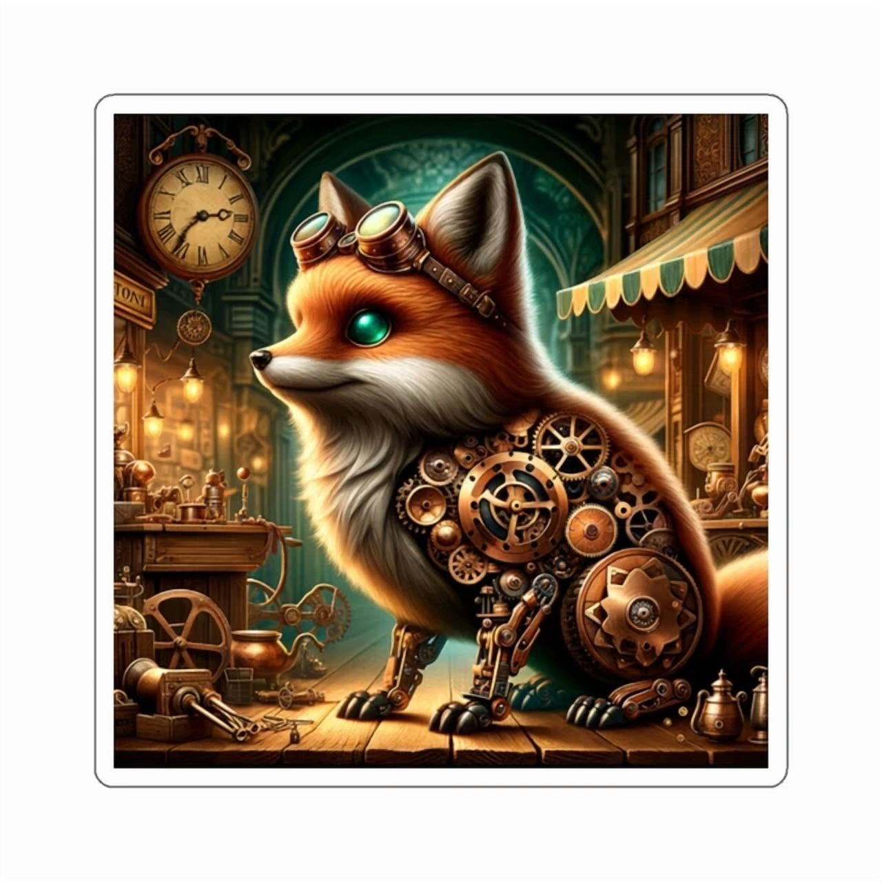 DOPASTICKER Sticker Steampunk Fox Mechanical Art Vintage Style- Design ...