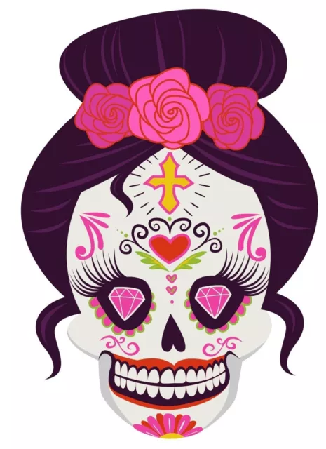 Sugar Skull Dia De Los Muertos Vinyl Decal Sticker - Car Bumper Laptop Decal