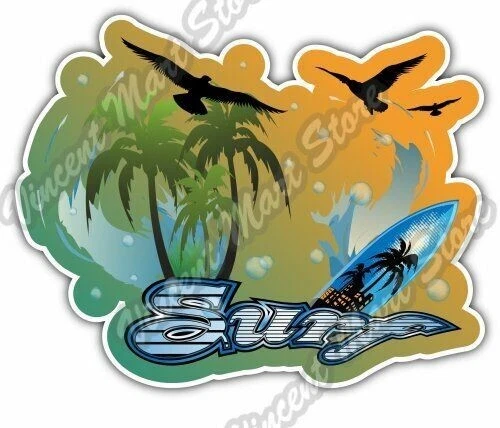 DOPASTICKER Surf Surfing Windsurfing Tropical Car Window Sticker Decal ...