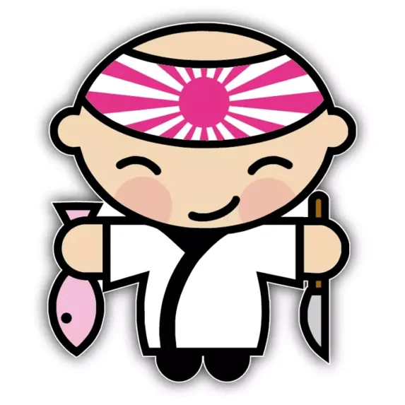 DOPASTICKER Sushi Chef Cartoon Car Sticker Phone Decal Water Bottle ...