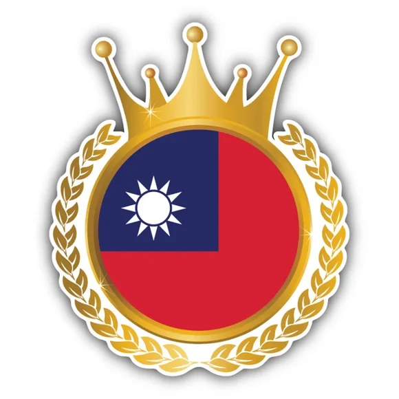 DOPASTICKER Taiwan Flag Crown Frame Sticker Decal Phone Decal Water Bottle Stickers, Cars Stickers, Water Bottle Stickers For Kids