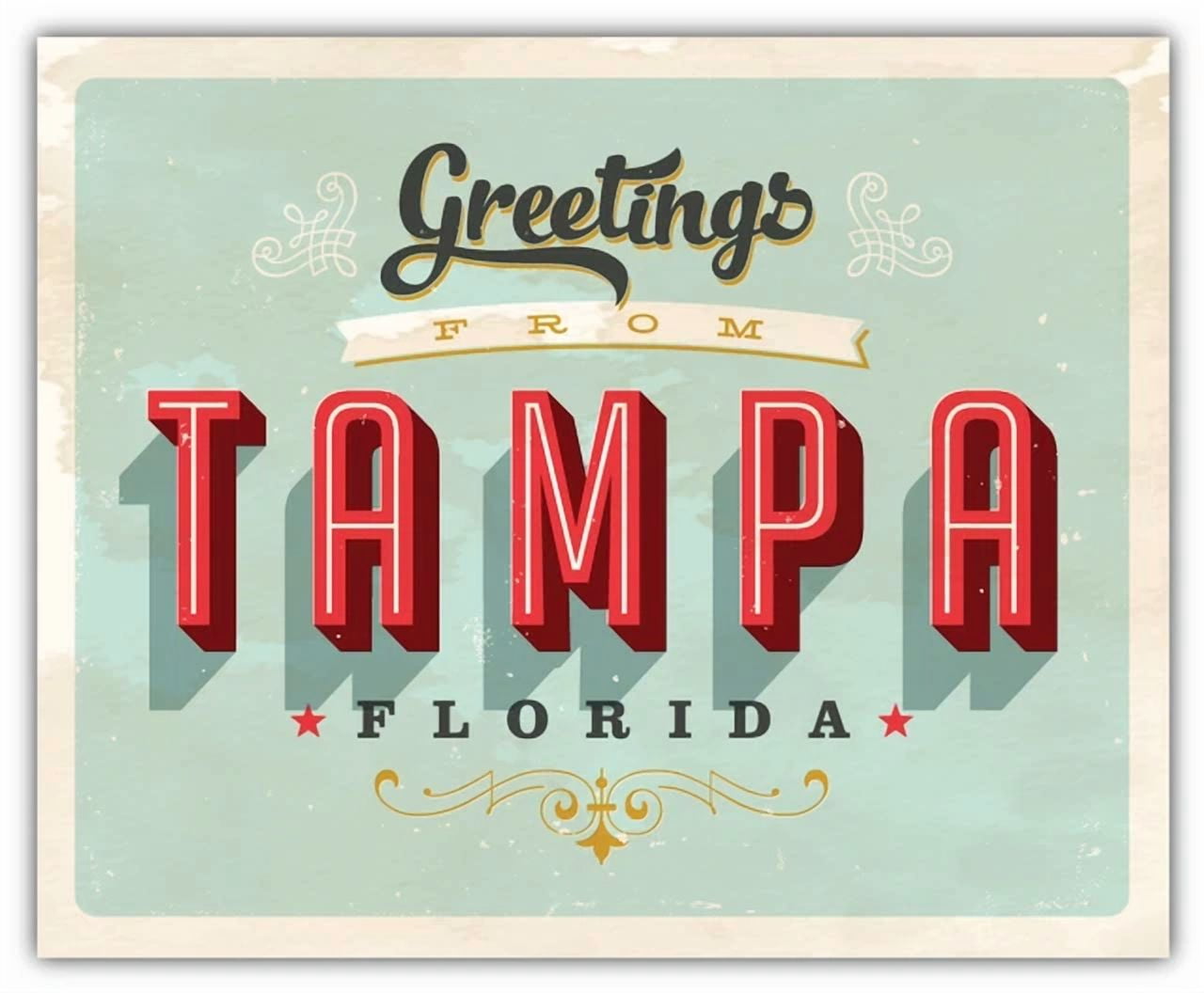 DOPASTICKER Tampa City Florida Usa State Retro Greetings Emblem Car ...