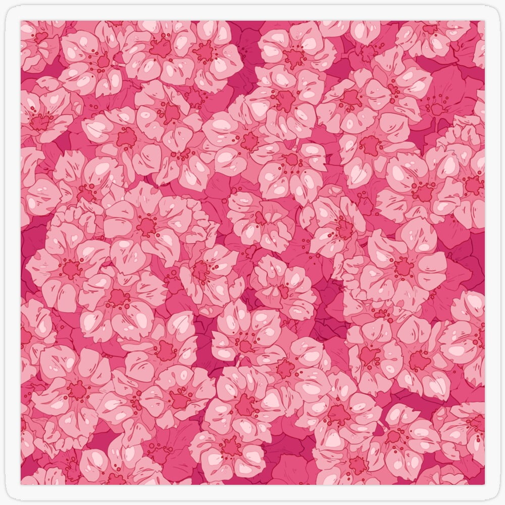 DOPASTICKER The Cute Pink Sakura Pattern Transparent Sticker Phone ...