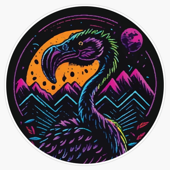 DOPASTICKER Tropical Neon Pink Flamingo Sticker, Phone Sticker Car ...