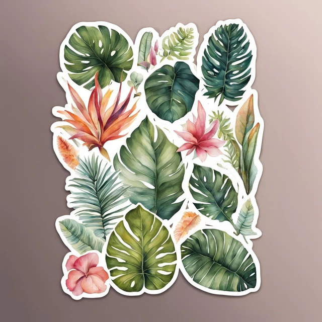 DOPASTICKER Tropical Plants Sticker Phone Decal Water Bottle Stickers ...