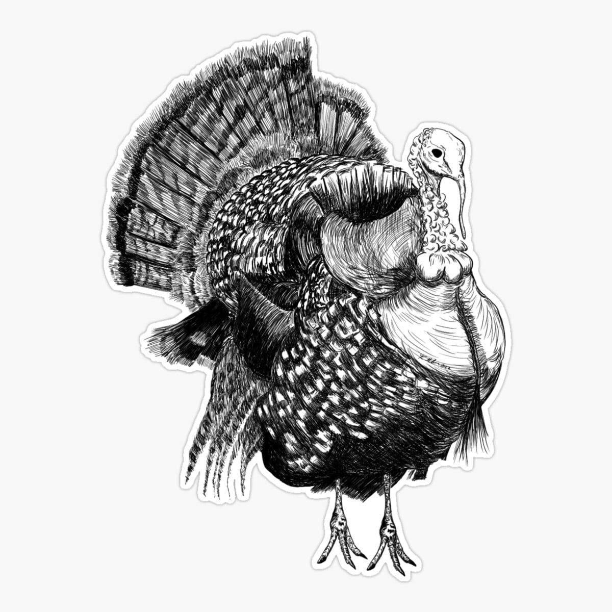 DOPASTICKER Turkey B&W Sticker, Phone Sticker Water Bottle Sticker Car ...