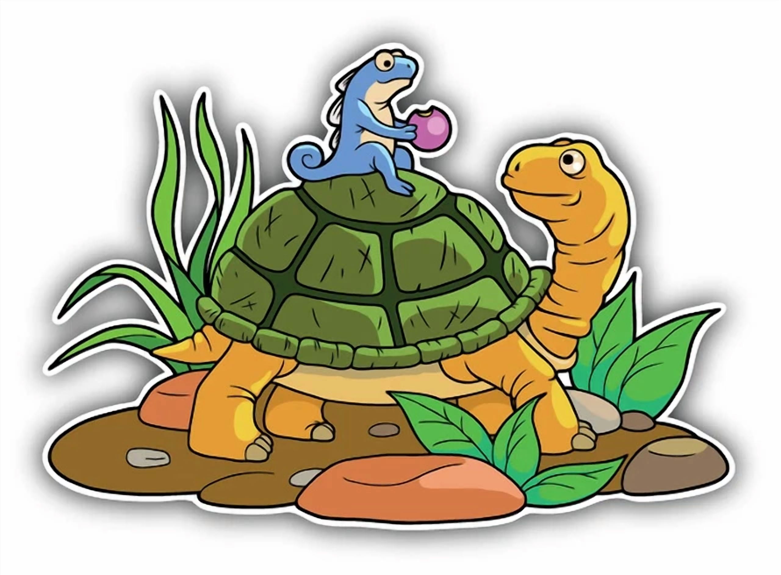 DOPASTICKER Turtle And Lizard Cartoon Sticker Phone Water Bottle ...