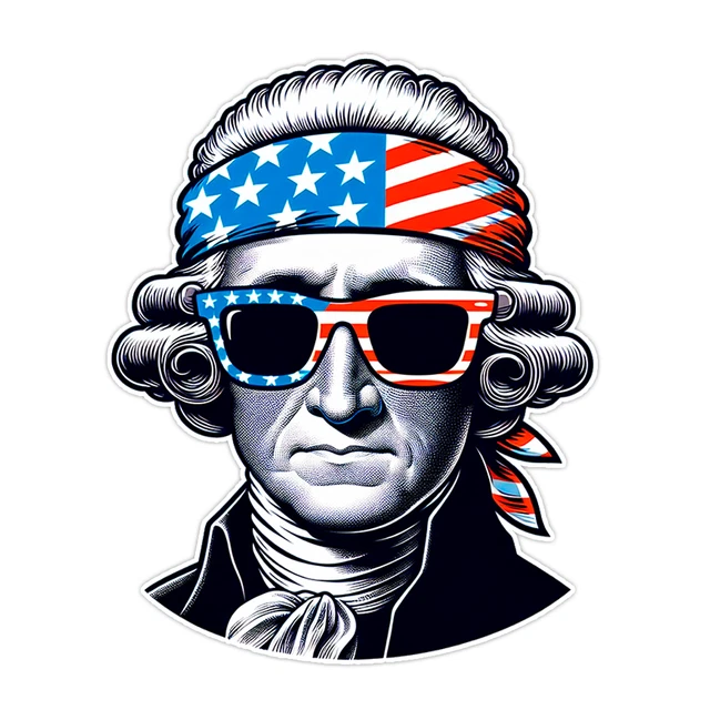 DOPASTICKER Usa Flag Glasses George Washington Patriotic Sticker ...