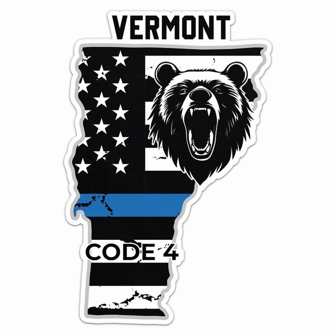 Code 4 Sticker DOPASTICKER Vermont State Code 4 Thin Blue Line Sticker Decal Phone ...