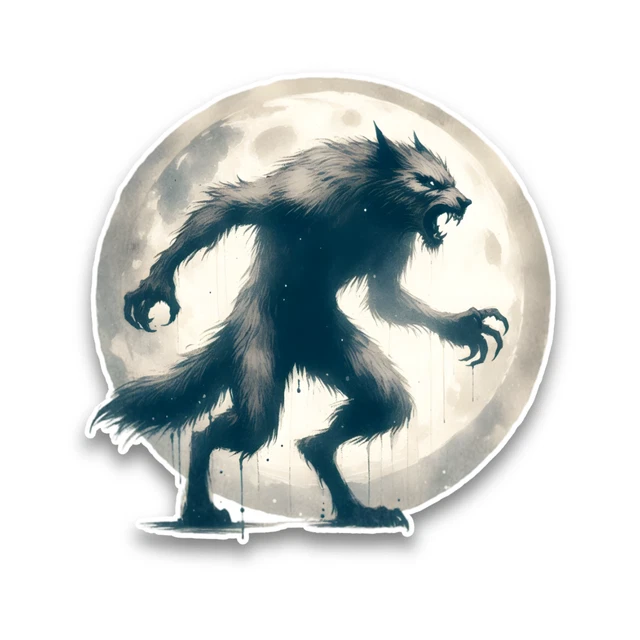 DOPASTICKER Werewolf Wolf And Moon Hal.Low.Een Sticker Decal Scrapbook ...