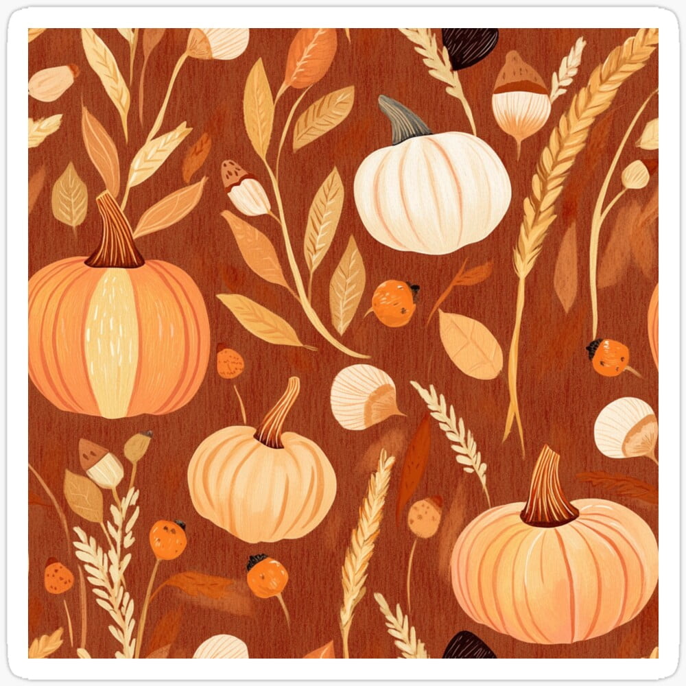 DOPASTICKER Wheat Ears And Festive Pumpkins Sticker Phone Decal Water ...