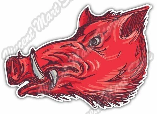 DOPASTICKER Wild Boar Red Hog Feral Pig Head Razorback Car Sticker ...