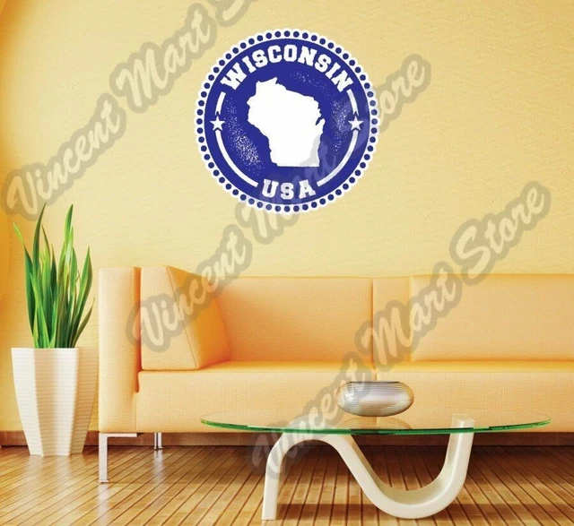 DOPASTICKER Wisconsin State Map Usa Vintage Grunge Wall Sticker Room