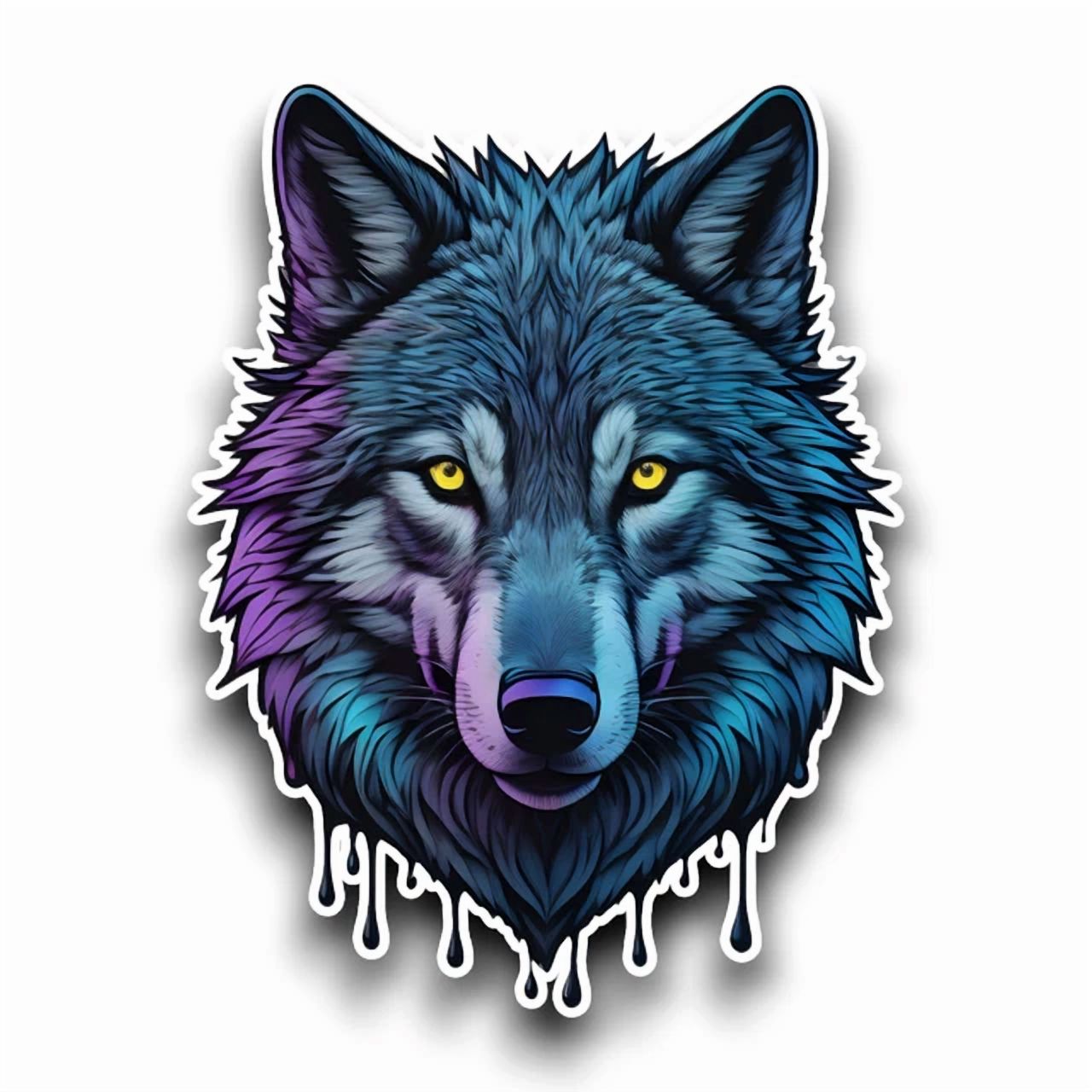 DOPASTICKER Wolf Face Drip Effect Sticker For Car Van Window Laptop ...
