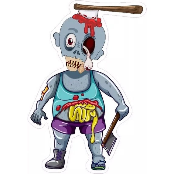 DOPASTICKER Zombie Guy Axe In Head Window Decal Decorative Laptop ...