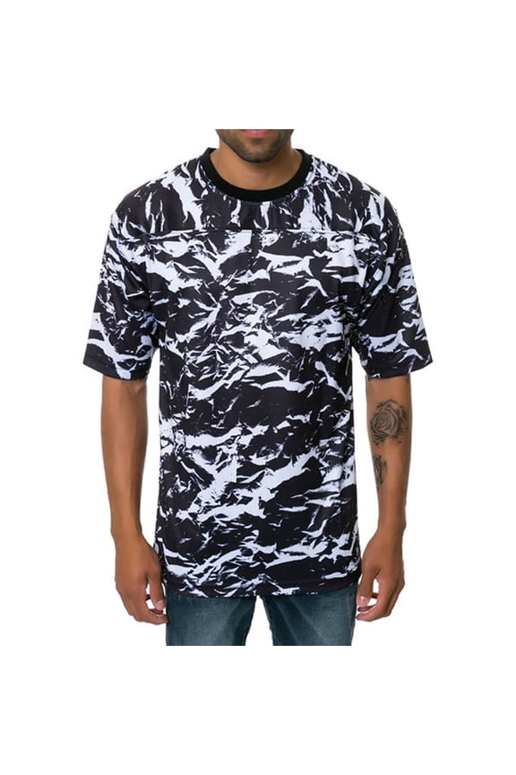 Mens The Crinkle Football Jersey Graphic T-Shirt, Black, Medium