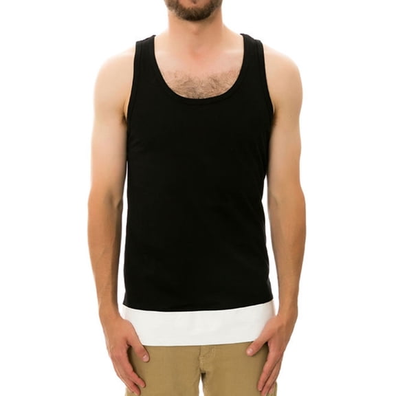 DOPE Mens The Leather Paneled Tank Top, Black, X-Large