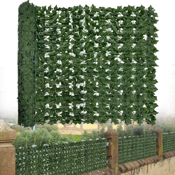 DOPGIB 48X128 in Artificial Ivy Privacy Fence Wall Screen, UV-Anti Faux Greenery Backdrop Ivy Vine Leaf Hedges Fence Panels for Patio, Balcony, Garden, Backyard Indoor Outdoor Green Wall Decor