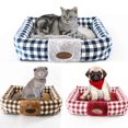 thumbnail image 1 of DOPI 1 Set Pet Bed Plaid Design Comfortable Warm Cat Dog Winter Sleeping Bed Dog Supplies, 1 of 8