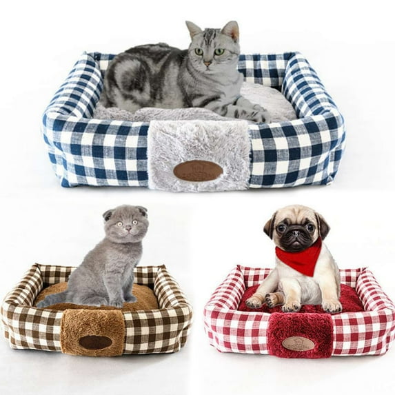 DOPI 1 Set Pet Bed Plaid Design Comfortable Warm Cat Dog Winter Sleeping Bed Dog Supplies