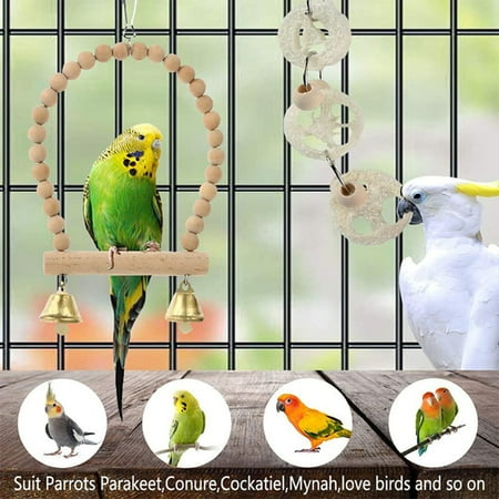 DOPI 18Pcs/Set Parrot Swing Toy Climbing Ladders Safe to Chew Innovative Molar Pastime Parrot Toy Set for Home