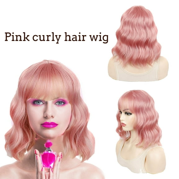 DOPI 1PC Daily Short Headgear Wavy Wig Headgear Short Hair Thin Bangs Wig Headgear
