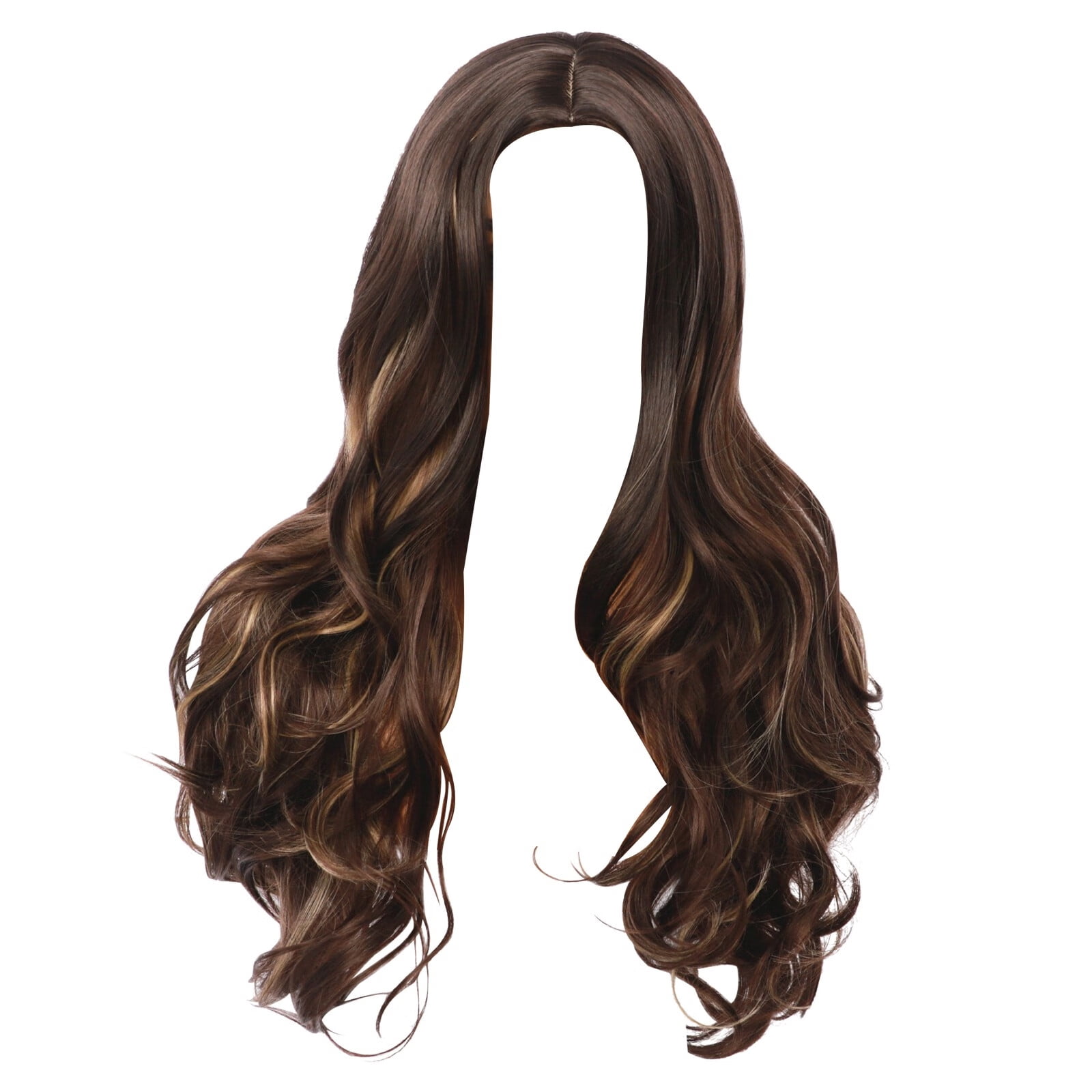 Extra long wavy full wig synthetic material 25 inches long NAYOO 26 Inch Long Dark Brown Wavy Synthetic Wig for Women  main image 3