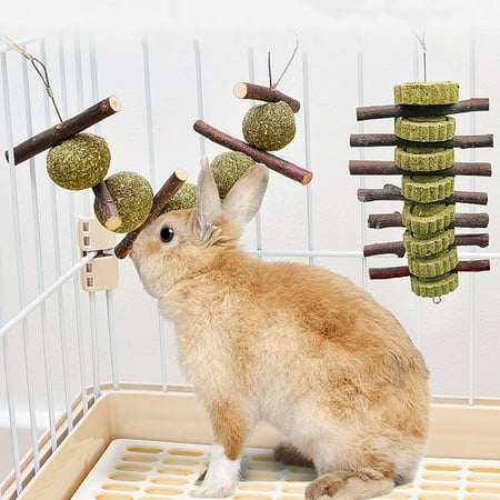 DOPI 6Pcs/Set Pet Chew Toy Boredom Relieving Bite Resistant Natural Hamster Grinding Teeth Skewers Toy for Rabbit