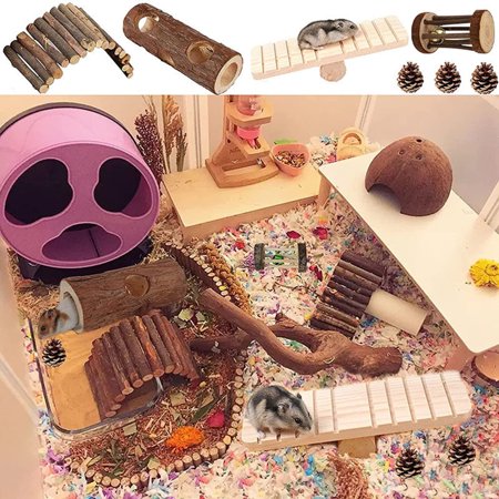 DOPI 7Pcs/Set Molar Toy Long Lifespan Relieve Anxiety Wood Hamster Chew Toy Set for Chinchillas