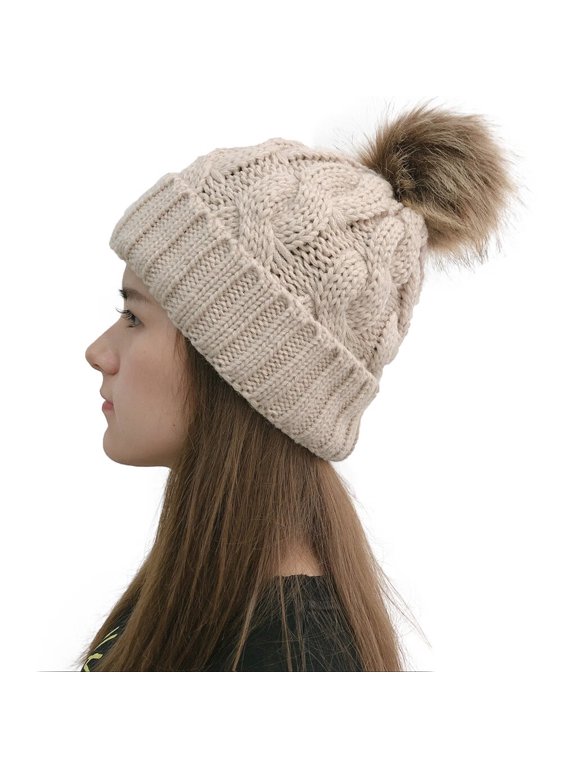 Baseball Caps Women Casual Solid Stitching Outdoor Plush Ball Hats Crochet Knit Beanie Cap