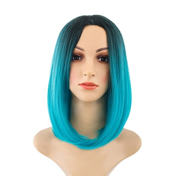 DOPI Black Pink Ombre Hair Straight Bob Wigs Synthetic Hair Short Party Hair Wig