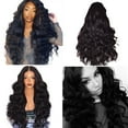 thumbnail image 1 of DOPI Black Synthetic Wigs Natural Looking Long Wavy Middle Side Parting No-Lace Women, 1 of 5