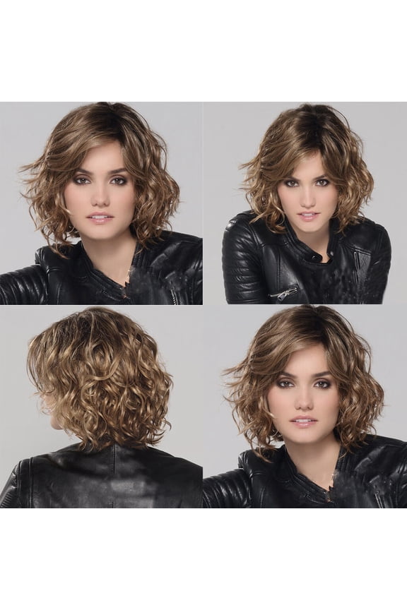 DOPI Brazilian Virgin Hair Full Lace Cap Band Human Hair Wigs For Black Women Fashion Synthetic Short Curly Hair Wig Wave H