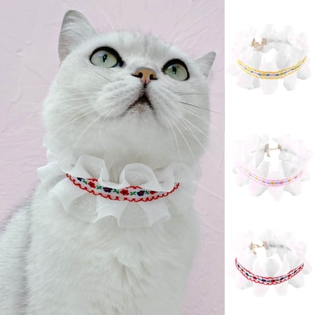 DOPI Cat Collar Printing Holiday Dress Up Soft Texture Pet Cats Dogs Lace Collars Headband for Christmas