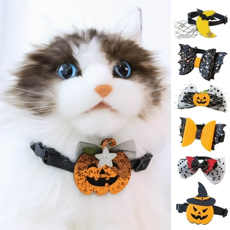DOPI Cat Collar Pumpkin Bat Pattern Pet Cosplay Safe Buckle Breakaway Cats Dogs Collar for Festival