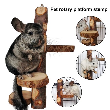 DOPI Chinchilla Stand Exercise Training Play Ground Natural Wood Small Animal Climbing Platform Pet Supplies