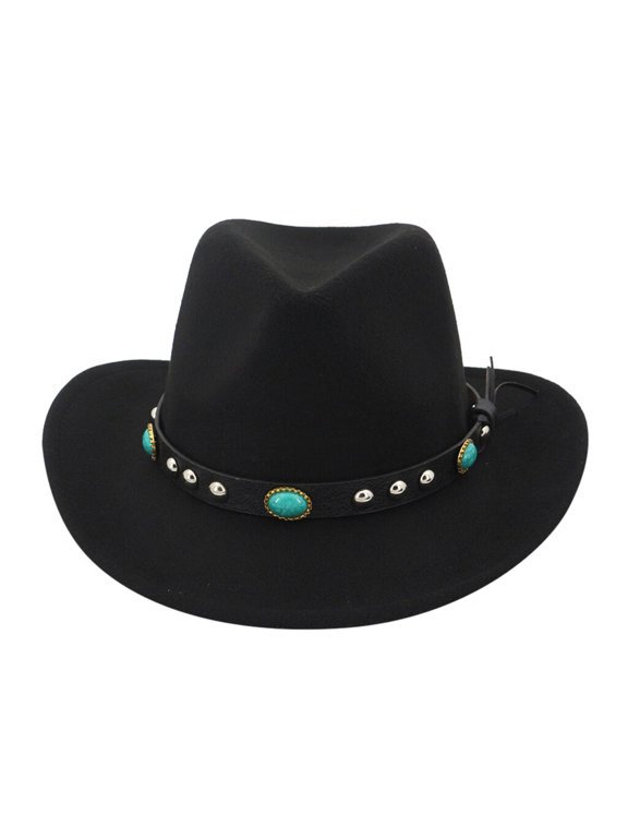 Classic Woven Men Hat Outdoor Cowboy Cattleman Hat & Women's Winter Baseball Caps BlackOne size